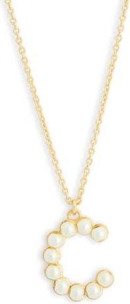 Meshmerise Imitation Pearl Initial Pendant Necklace in Yellow-C at Nordstrom Rack