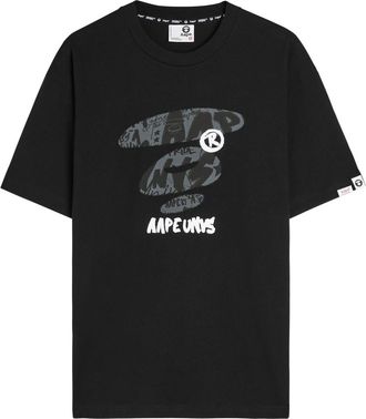 Aape By A Bathing Ape Universe Logo Cotton T-shirt - Black - XL