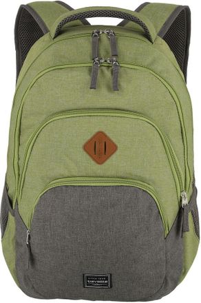 Travelite Laptoprucksack TRAVELITE BASICS Melange, Gr. B/H/T: 31cm x 45cm x 16cm, gr&uuml;n (grau, gr&uuml;n), Polyester, Basic, Rucks&auml;cke Laptoprucksack, Freizeitrucksac