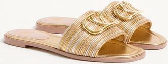 Valentino Garavani Sandalo Slide Vlogo Signature Metallizzato Con Ricamo Cornely Donna ORO 35.5
