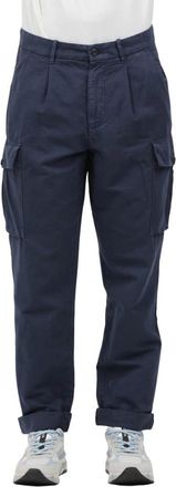 Mason's Straight Trousers, male, Blue, XL, Cargo Trousers with Pleats