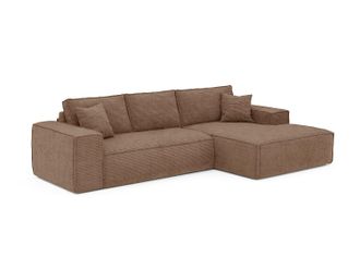 Vente-Unique Sof&aacute; cama rinconera derecha expr&eacute;s de pana topo - Cama de 140 cm - Colch&oacute;n de 13 cm viscoel&aacute;stico - AMELIA