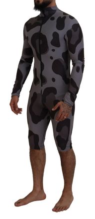Dolce & Gabbana Mens Gray Patterned Polyester Wetsuit Swimwear Elastane Clothing