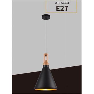 Trade Shop Trade Shop Traesio - Trade Shop - Lampadario A Sospensione Stile Industriale In Metallo Pendente A Cono E27 A94 - Negro