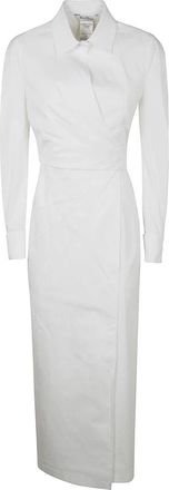 Max Mara Balzac Lange Jurk - Dames - Maxi kleedjes - Wit - XS - Katoen - Kleedjes