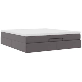 vidaXL Vidaxl - Estructura Cama Otomana Colch&oacute;n Cuero Sint&eacute;tico Gris 180x200cm