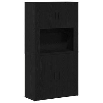 Berkfield Home Highboard Black Oak 80x33x150 cm Engineered Wood | Size: 80 x 33 x 150 cm
