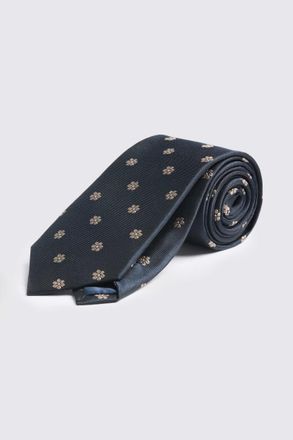 Moss Navy & Taupe Silk Floral Tie