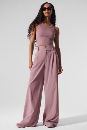 Alo | High-Waist Dreamscape Trouser (Long) in Smoky Quartz Brown, Size: Medium
