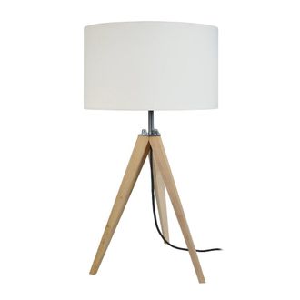 Tosel Lampe trepied madera Alt.54cm natural Pantalla: &eacute;cru