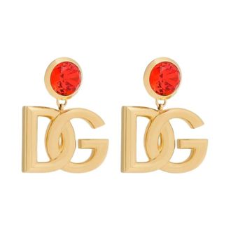 Dolce & Gabbana Oorclips met logo - Dames - Oorbellen - Rood - ONE Size - Accessoires