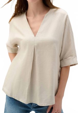 Joseph Ribkoff Linen Subtle Sheen Top In Moonstone