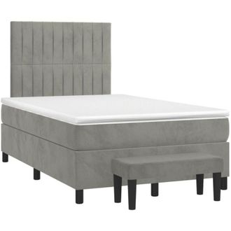 vidaXL Vidaxl - Cama Box Spring Con Colch&oacute;n Terciopelo Gris Claro 120x190 Cm