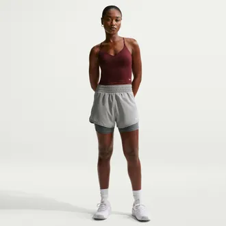 Nike Womens One Dri-FIT High-Waisted 3 2-in-1 Shorts in Grey | DX6016-085