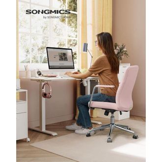 Songmics Songmics - Silla de Oficina Giratoria, Silla de Ordenador, Superficie de pu Fácil de Limpiar, Altura Ajustable, Cómodo Respaldo y Asiento Curvo