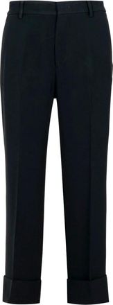 N&deg;21 Zwarte Crop Broek met Plooi - Dames - Vrijetijds broeken - Zwart - 2XL - Broeken