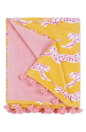 Matouk Leaping Leopard Beach Towel in Lemonade at Nordstrom