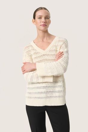 Soaked In Luxury SLSkylah V-neck 3/4 Sleeve Pullover in Whisper White at Nordstrom, Size Xx-Large