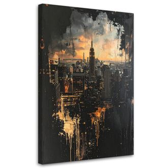 Feeby Cuadro En Lienzo, Horizonte De Nueva York Ciudad Retro Vintage, 80x120