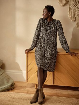 Fat Face FatFace Inez Black Mono Texture Regular Dress
