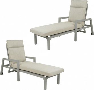 ED&Egrave;N JARD&Iacute; Pack 2 tumbonas de exterior aluminio, con cojin Gris