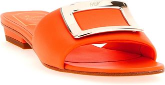 Roger Vivier Womens Slide Orange Lamb Leather Heels