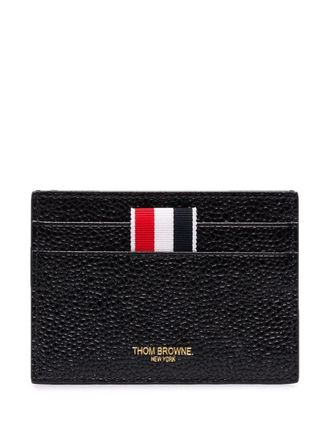 Thom Browne Doppelseitiger Kartenhalter von Thom Browne mit RWB-GG-Lasche aus genarbtem Leder