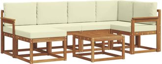 vidaXL Conjunto De Sof&aacute;s De Exterior 7 Uds. Natural Y Crema Vidaxl