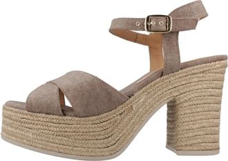 Gaimo Espadrilles Natalis Wedge Sandal - Dames - Sandalen met hakken - Bruin - 38 EU - Leer - Schoenen
