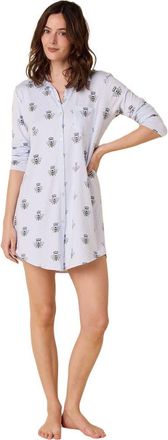 The Cats Pajamas Pima Knit Night Shirt Conversational in Queen Bee Blue at Nordstrom, Size X-Large