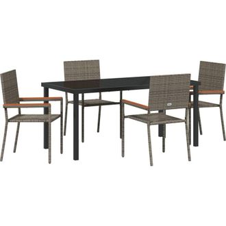 vidaXL Conjunto De Comedor De Jard&iacute;n 5 Pcs Gris Polirat&aacute;n Vidaxl