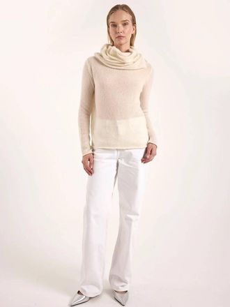 Brodie Estelle Sparkle Hooded Cowl Neck Sweater In Ivory