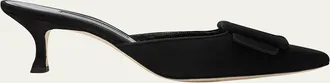 Manolo Blahnik Maysale Suede Buckle Mules