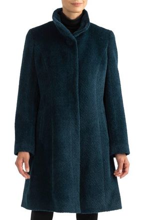 Sofiacashmere Stand Collar Shaped Alpaca & Wool Blend Coat in 440Tel at Nordstrom, Size 10