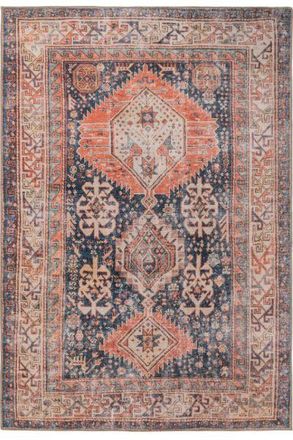 Kukoon Terracotta Blue Distressed Persian Style Non Slip Washable Low Pile Rug | Size: 200 cm x 290 cm