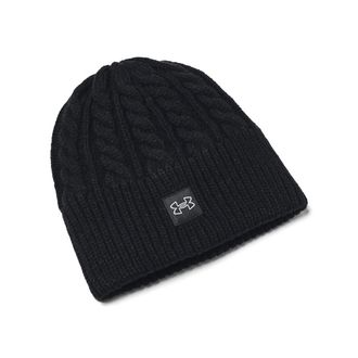Under Armour Womens Halftime Cable Knit Beanie Hat, (001) Black/Grey, One Size
