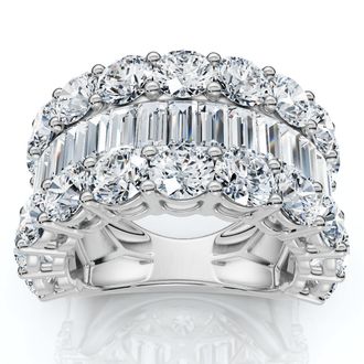 Pompeii3 7.50Ct Baguette & Round Diamond Ring 10k Gold Lab Grown