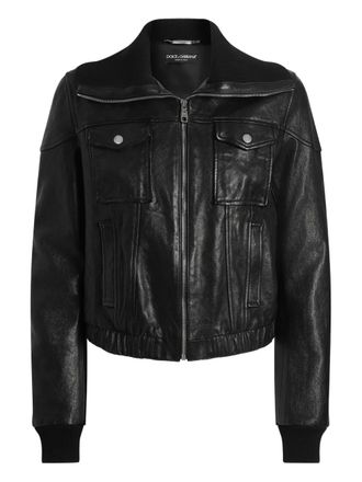 Dolce & Gabbana bomber-style leather jacket - Black