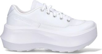 Comme Des Gar&ccedil;ons Round Toe White Calf Leather Sneakers