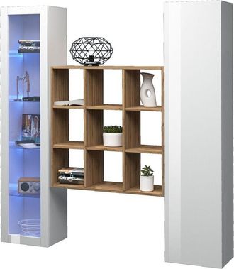 Dmora Aparador Firmino, Aparador 14 Estantes, Hecho En Italia, 30x40x180h Cm Blanco Arce