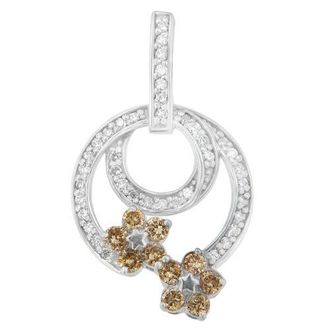 House of Brilliance Silver 1 cttw Round Cut Diamond Floral Garden Pendant Necklace in White at Nordstrom