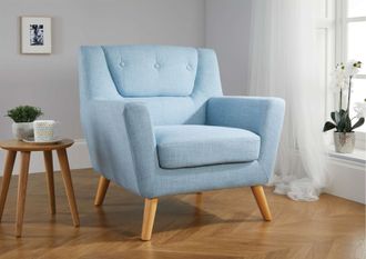 Birlea Blue Fabric Armchair Lambeth Duck Egg Easy Chair Scandinavian Retro in Duck Egg Blue