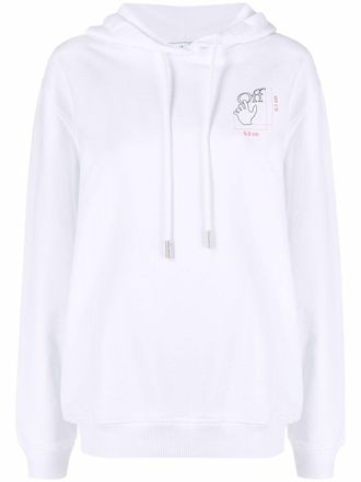Off-white logo-print cotton hoodie - women - Polyester/Cotton - S