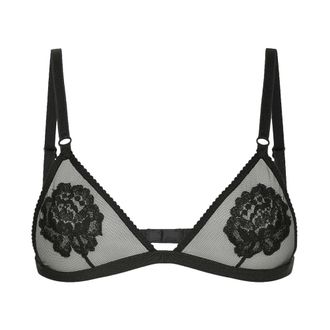 Dolce & Gabbana Zwarte gebloemde geborduurde lingerie - Dames - BHs - Zwart - M - Ondergoed