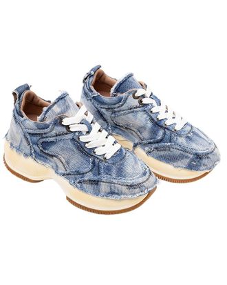 Hogan Frayed Denim Platform Sneaker