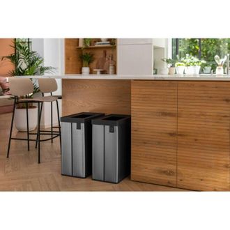 Dmora Contenedor De Basura Denno, Cubo De La Basura, Papelera Para Recogida Selectiva De Residuos, Gabinete De Basura, 44x27 H69 Cm, Gris Oscuro - Dmora