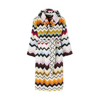 Missoni Home Robes, female, Multicolor, Size: M White Self-Tie Patch Pockets Accessory