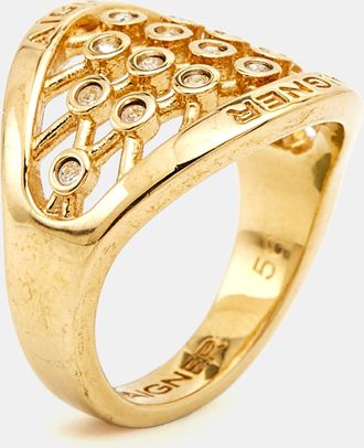 Aigner Crystals Gold Tone Ring
