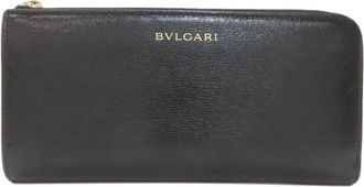 Bulgari Black Leather Long Wallet (Bi-Fold) (Pre-Owned)