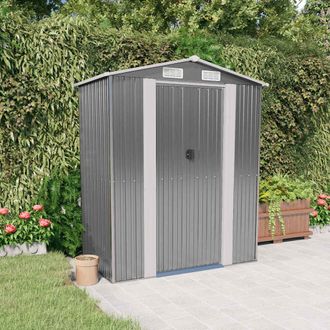 vidaXL Cobertizo De Jard&iacute;n Acero Galvanizado Gris Claro 192x108x223 Cm Vidaxl